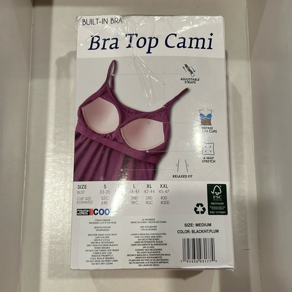 32 Degrees BRA TOP Cami 2 PACK / Heather Plum & Black NEW - Picture 2 of 2